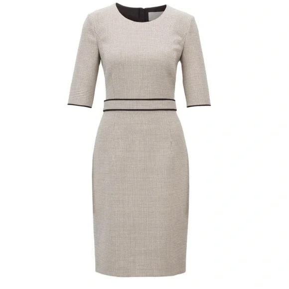 HUGO BOSS Checked Dress with Belt Back Full Zipper Women’s Size 10 - Picture 3 of 3